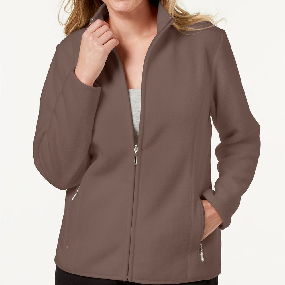 𝅺karen Scott Sport Zip Up Zero Proof Fleece Jacket